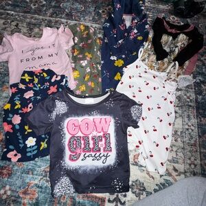 Assorted Girls' Clothing Set with Graphic Tees and Floral Prints
